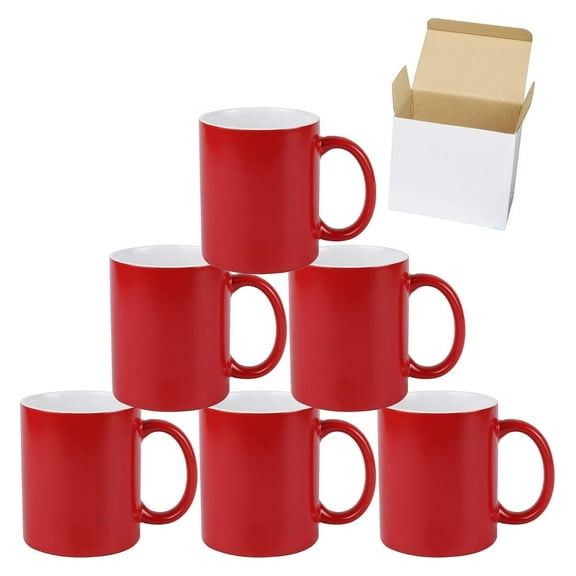 11oz Color Changeable Sublimation Mug Red, Packed in White Box, Case of 6
