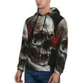 thumbnail image 3 of Xecao Realistic Rose Skull Pattern Men's Adult Pullover Hoodie,Hooded Sweatshirt-Medium, 3 of 7