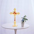 thumbnail image 3 of Metal Standing Catholic Christian Altar Home Decoration Chapel Crucifix - Golden, 3 of 8