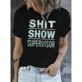 thumbnail image 1 of Camiseta cómoda y elegante con cuello redondo y estampado de letras: top informal de manga corta para mujer, ideal para el día a día y para practicar deportes., 1 of 6