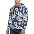 thumbnail image 3 of Kdxio Flowers Print Mens Casual Hooded Collar Drawstring Hoodies Pullover Sweatshirts Casual Long Sleeve Shirts-Medium, 3 of 7