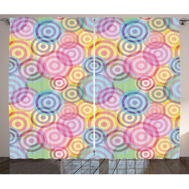 Ambesonne Modern Curtains 2 Panel Set, Geometric Circles Rounds, 108" x 90", Multicolor
