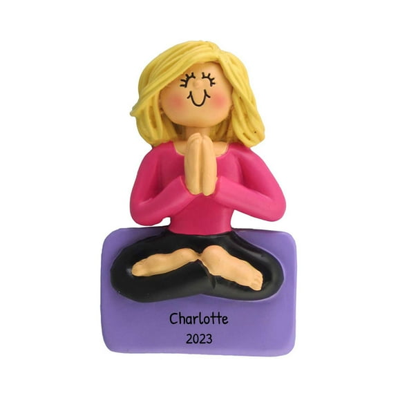 Personalized Yoga Ornaments for Christmas Tree - Fitness Ornaments for Christmas Tree, Workout Ornament, Gym Ornament, Yoga Gifts for Yoga Instructor - Blonde Yoga Girl - Free Customization