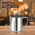thumbnail image 4 of Jarra para espumar leche, 12 oz/350 ml, taza para espumar leche al vapor, Barista Cappuccino Latte Art, jarra de leche con bolígrafo decorativo, acero inoxidable, accesorios para barra de café expreso, 4 of 7