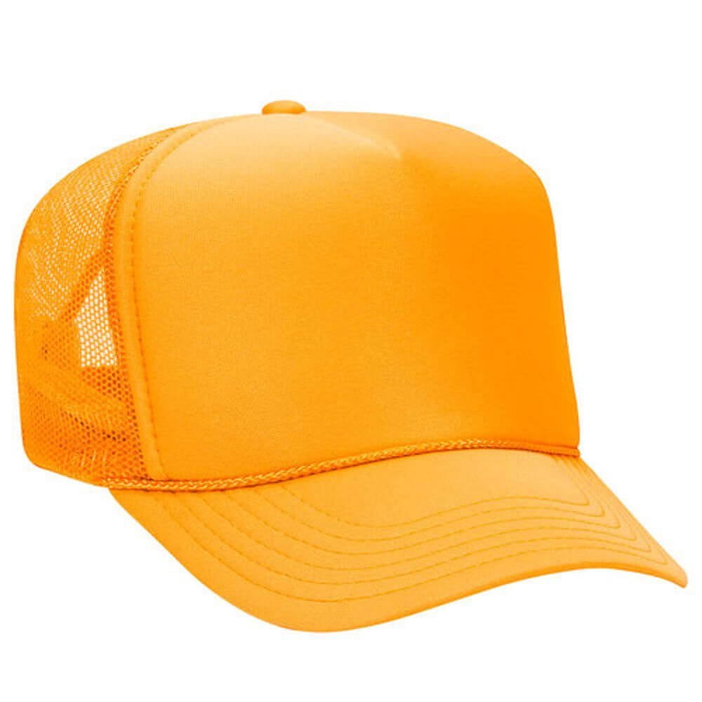 Couver 5 Panel High Crown Mesh Back Trucker Hat, Polyester Foam Front, Gold, 12PCS Bulk Set Pack