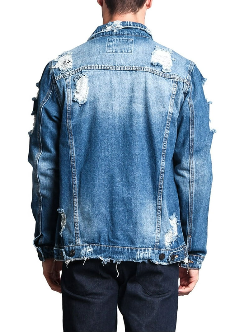 Victorious Men's Classic Distressed Denim Trucker Jean