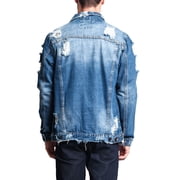 Victorious Mens Classic Distressed Denim Trucker Jean Jacket DK100 - Indigo - Medium