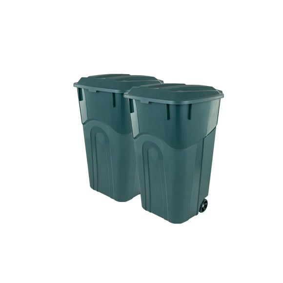 ECOSolution Poubelle Extérieure à Roulettes de 32 Gallons avec Couvercle à Verrouillage et Poignées Robustes, Vert Écologique, Construction Robuste, Parfaite pour Jardin, Terrasse Ou Garage, Lot de 2
