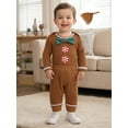 thumbnail image 5 of BemeyourBBs Infant Baby 3 Piece Christmas Gingerbread Man Outfit Jumpsuit Hat Elastic Waist Pants Set, 5 of 9