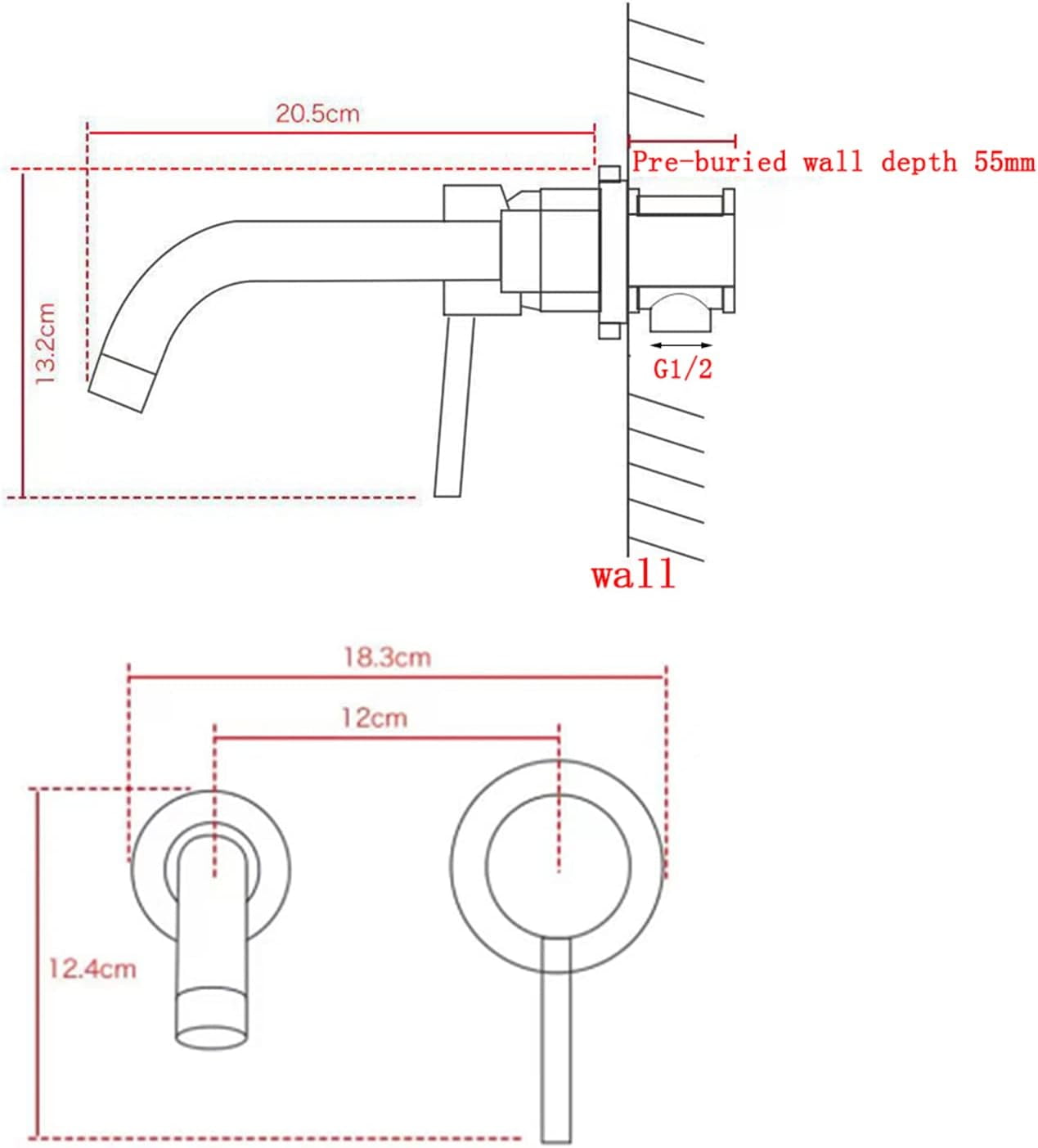 Wall Mounted Faucet Bathroom Sink Black,Brass,Hot and Cold,with 360° Swivel Spout,Single Handle Wall Mounted Bathroom Sink Faucet