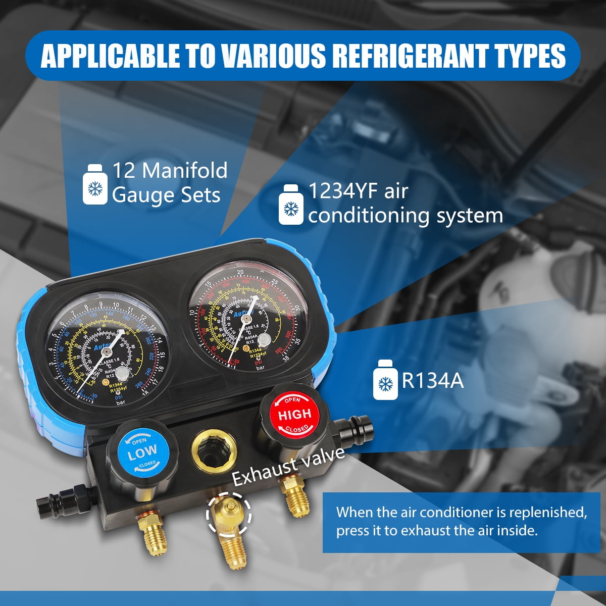 Mrcartool Refrigeration Digital Manifold Pressure Gauge HVAC System Tester for Home Ship Car A/C