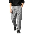 thumbnail image 3 of PNTUTB Men's Cargo Pants Soild Color Drawstring Outdoor Work Pants Casual Loose Comfort Pant with Multi Pocket Daily Hiking Sporty Trendy Pants, 3 of 7