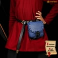 thumbnail image 4 of Mythrojan Blue Leather Medieval Belt Pouch, Viking Renaissance Waist Bag for Adults, 8" x 7", Cosplay Coin Purse, 4 of 7