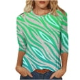 thumbnail image 2 of Fiudx Camisas de Mujer Blusa Suelta Estampada con Cuello Redondo y Manga 3/4 para Mujer, 2 of 5
