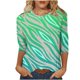 thumbnail image 2 of Fiudx Camisetas para Mujer Blusa Suelta Estampada con Cuello Redondo y Manga 3/4 para Mujer, 2 of 5