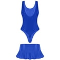 thumbnail image 4 of Traje de baño para mujer, brillante, sin mangas, corte alto, tanga, mono con minifalda con volantes de talle bajo, disfraces para fiestas en la piscina y la playa, 4 of 5