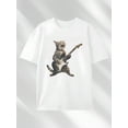 thumbnail image 2 of Rock Cat Playing Electric Guitar Black White Mens T Shirt Cool Graphic Tee  Music Lover Gift Casual Cotton Comfort Summer Outfit| Two colors S-5XL SIZE, 2 of 5