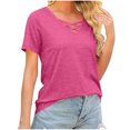 thumbnail image 5 of USSUMA T-Shirts for Women Trendy Solid Color Cute Petal Sleeve Loose Womens Blouses and Tops Dressy Casual Summer V Neck Short Sleeve Tshirts Shirts Tunic for women, 5 of 9