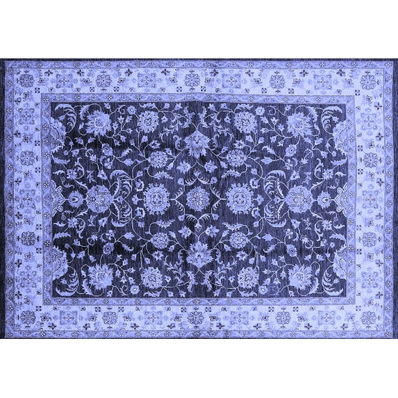 Ahgly Company Machine Washable Indoor Rectangle Oriental Blue Traditional Area Rugs, 7' x 9'