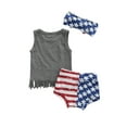 thumbnail image 6 of aturustex Toddler Baby Girl 1st of July Outfit Kids Tassels Tank Tops Flare Pants Hairband Set USA Independence Day American Flag Clothes, 6 of 7