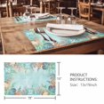 thumbnail image 3 of Placemats 1 Pack, Blue Coastal Woven Placemat, Linen Place Mats for Kitchen/Dining Tables, Summer Nautical Beach Coral Starfish Washable Table Mats for Party, 3 of 8