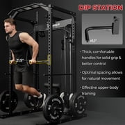 Mikolo Multi-Functional Squat Rack with LAT Pulldown System Exercise Power Cages, Metal Black