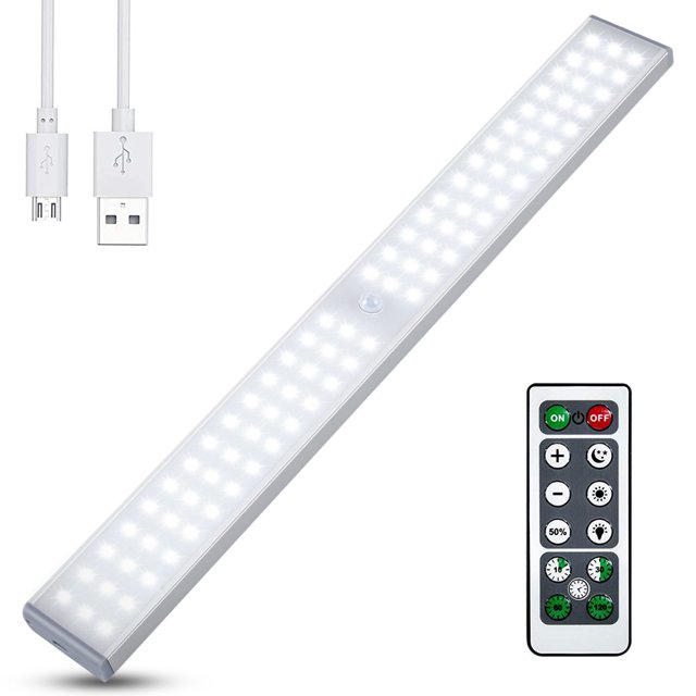 80 luces LED para armario, luces con sensor de movimiento, barra de luz nocturna inalámbrica regulable, recargable por USB para interiores, para cocina, armario, garaje, escaleras, dormitori