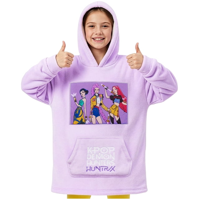 Manta con capucha KPop Demon Hunters Huntrix de fleece para niñas