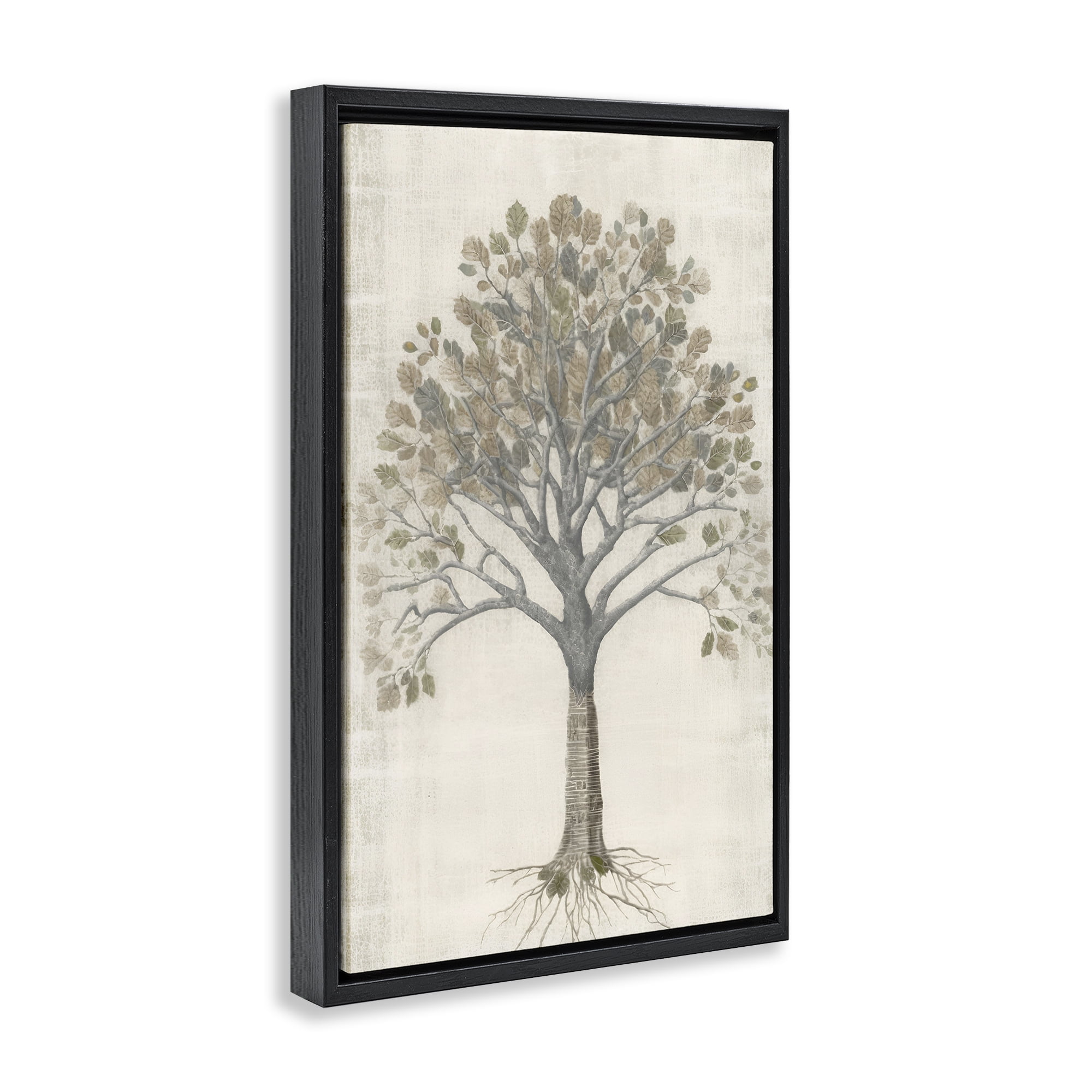 Stupell Industries Wise Tree Impression Botanical & Floral Drawing Black Floater Framed Canvas Art Print Wall Art, 21 x 31