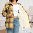 thumbnail image 4 of FNFYFH Womens Button Down Flannel Shirts Long Sleeve Thick Plaid Shacket Jacket Coat Warm Fleece Line Lapel Shirt Jackets, 4 of 7