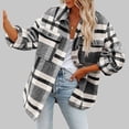 thumbnail image 3 of Chaqueta a cuadros para mujer, chaqueta con botones con patrón de cuadrícula suave y cómoda holgada a la moda para viajar en el trabajo, rejilla blanca y negra M, 3 of 6