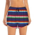 thumbnail image 2 of Balery Mexican Blanket stripes Pattern Women's Running Shorts with Liner 2 Pockets Elastic Workout Athletic Gym Yoga Shorts-Large, 2 of 7