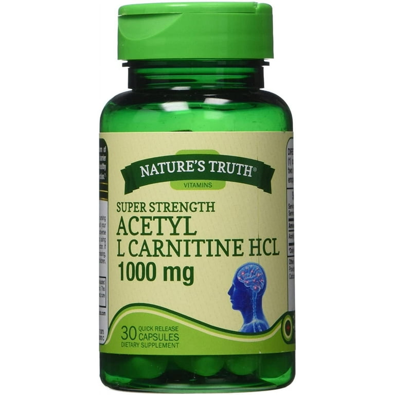 Nature's Truth Super Strength Acetyl L-Carnitine HCL 1000 mg 30ct, 2-Pack