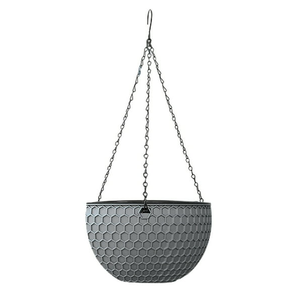 Sunjoy Tech Resin Round Hanging Planter Baskets for Indoor and Outdoor Plants Flowers - Perfect for Garden Porches and Patio Decor
