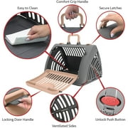 Sport Pet Designs Cat Carrier, Foldable Plastic, Medium, 25 lb Limit, Gray, 15.25 L x 18.5 W x 14.25 H