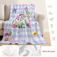 thumbnail image 5 of Easter Bunny Blanket Soft Cozy Warm Throw Blanket for Couch, Plush Fuzzy Flannel Fleece Blankets for Sofa, Spring Flower Daisy Tulips Purple Plaid Bed Blankets Lightweight Gifts for Women, 40"x60", 5 of 9