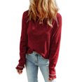 thumbnail image 5 of Women's Red Textured Round Neck Long Sleeve Top, 5 of 5