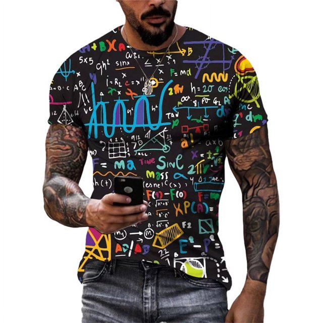 T-Shirts Graphiques Formule Numérique Rétro Mode pour Hommes Imprimé 3D Col Rond Manches Courtes