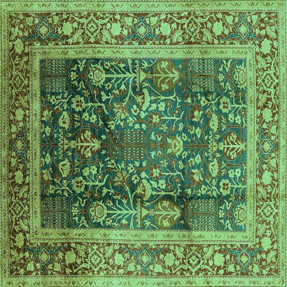 Ahgly Company Indoor Square Oriental Turquoise Blue Industrial Area Rugs, 3' Square