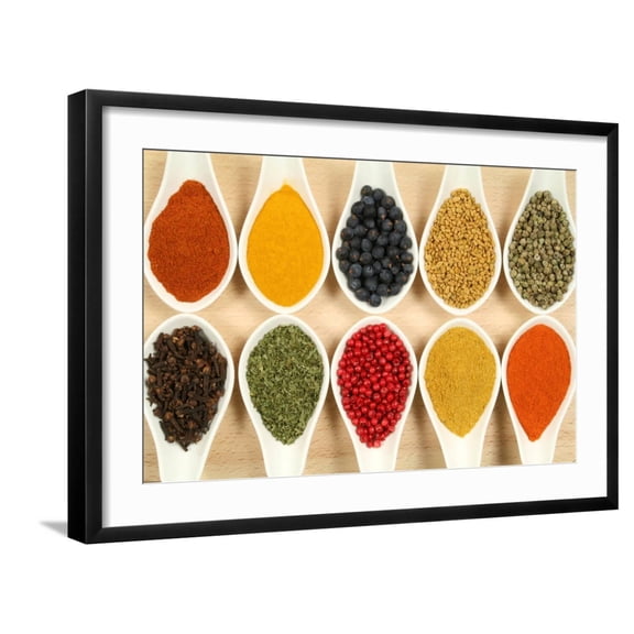 Art.com Colorful Spices Art Print by Fotokris, Black Frame Wall Art, 29" x 21"