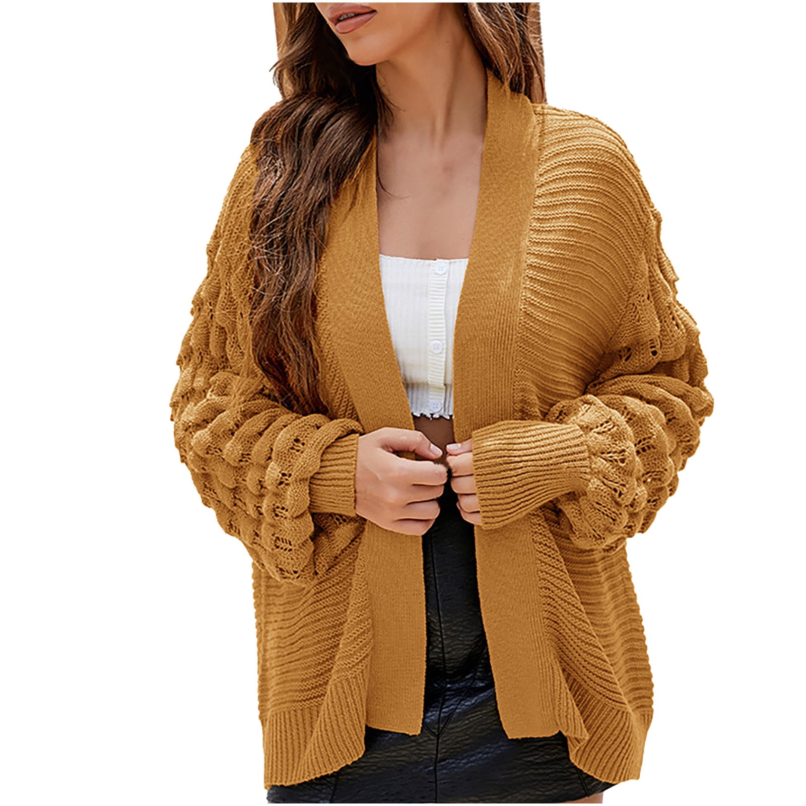 Womens Casual Long Sleeve Cardigan Thin Solid Sweater Coat Outwear Tops Blouse 