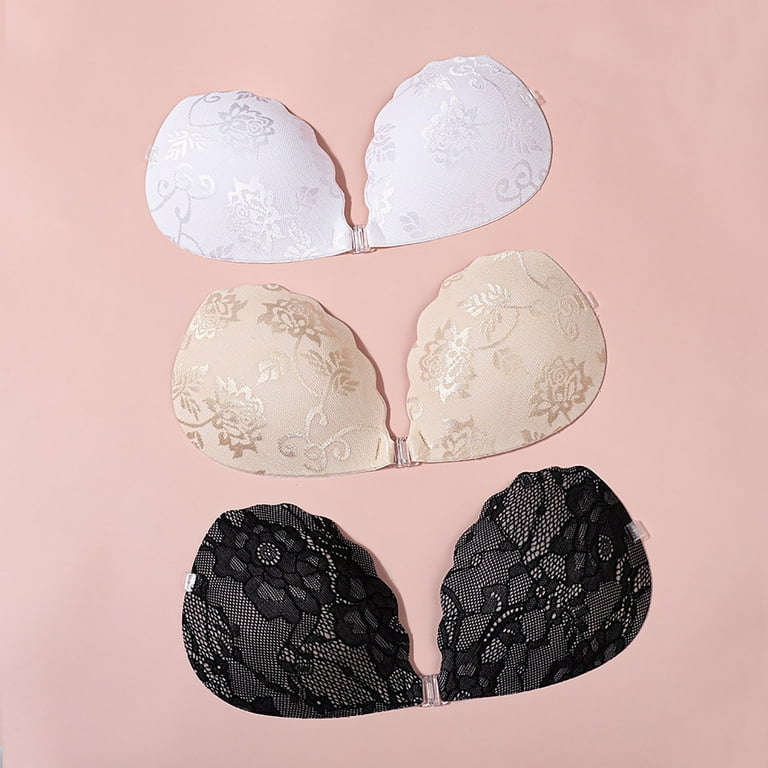khonts,Women's Silicone Sticky Bra Cups Invisible Strapless Bralettes Push  up Self Adhesive Pads Sticky for Backless Dress White L