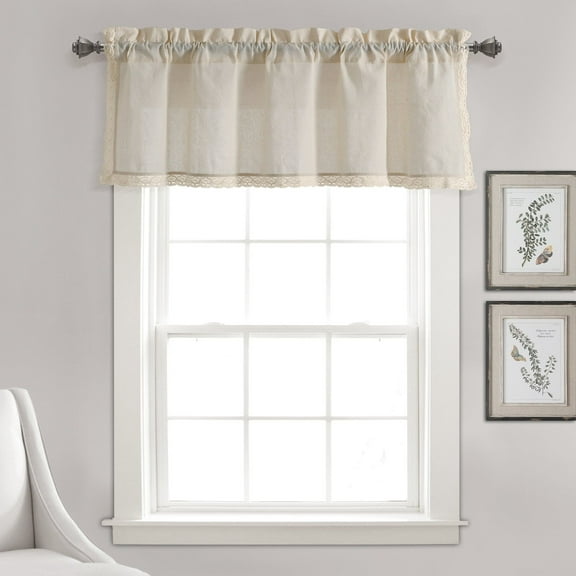 Lush Decor Cotton Blend Rosalie Faux Linen Valance Ivory Single 54x18 2