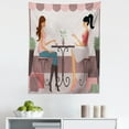 thumbnail image 1 of Girlfriend Tapestry, 2 Young Woman Having Coffee and Chatting After Shopping Together Illustration, Fabric Wall Hanging Decor for Bedroom Living Room Dorm, 5 Sizes, Multicolor, by Ambesonne, 1 of 1