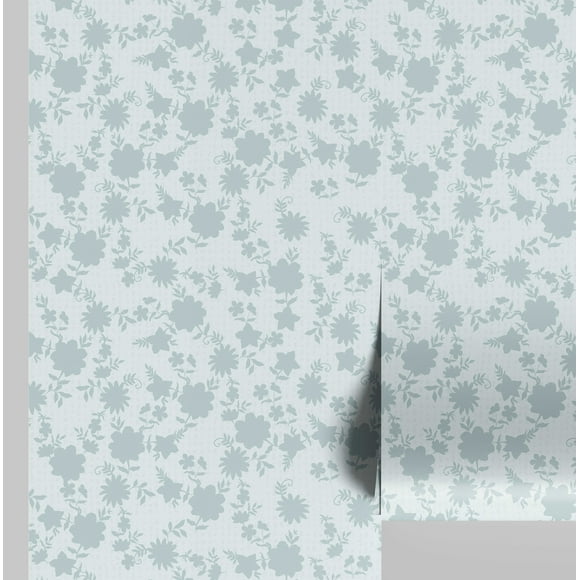 S4sassy Removable Nature-inspired Waterproof Wall Wrap, Wallcover, Pastel Petal Print Contact Paper for Walls, Cabinets, and Dresser, Self Adhesive Vinyl Wallpaper Roll- Soft Blue (25"x360" inch)