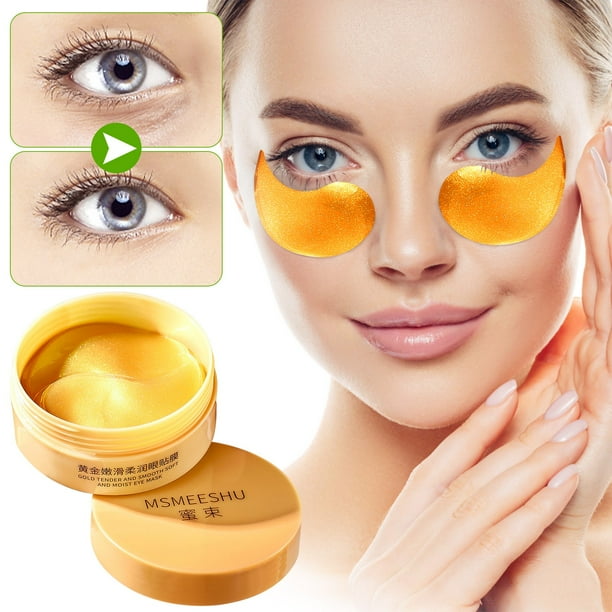 Fiudx Ofertas Relámpago Mascarilla Para Ojos Dorada/Algas Marinas, 60 Tabletas, Eliminación De Arrugas, Ojeras, Bolsas Para Ojos, Mascarillas Para Ojos, Mascarilla Hidratante De Hidrogel Para Ojos, 1