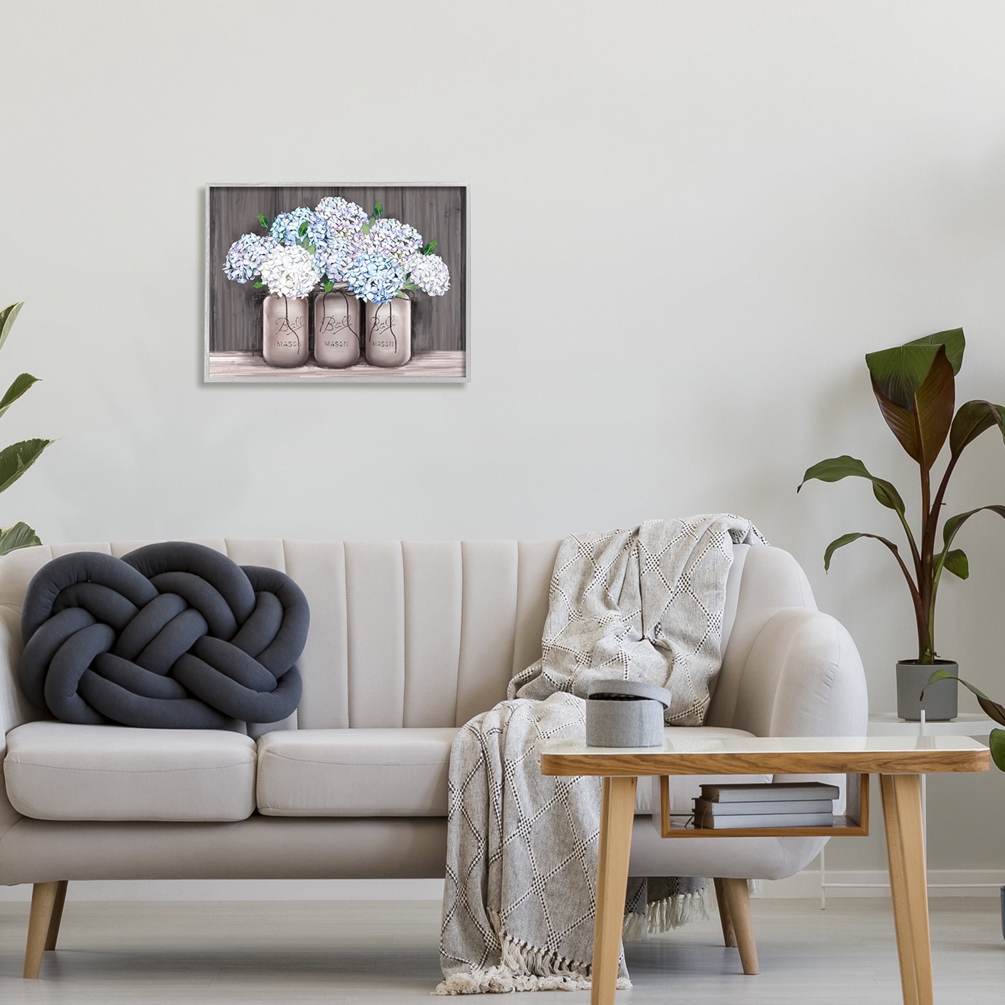 Stupell Industries Rustic Farmhouse Hydrangea Blossoms Mason Jar Planter, 20 x 16, Design by Ziwei Li