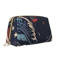 thumbnail image 2 of Picia Patriotic Bulldog Art Print Leather Makeup Bag Make Up Bag Travel Toiletry Bag for Her Girlfriend Teacher Teen Girl Gifts, 2 of 8