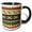 Black/White, variant on 3drose, Peru Pattern - Waves Diamonds and Stripes - Tan Yellow Brown Beige Green Red White South America, 11oz Mug