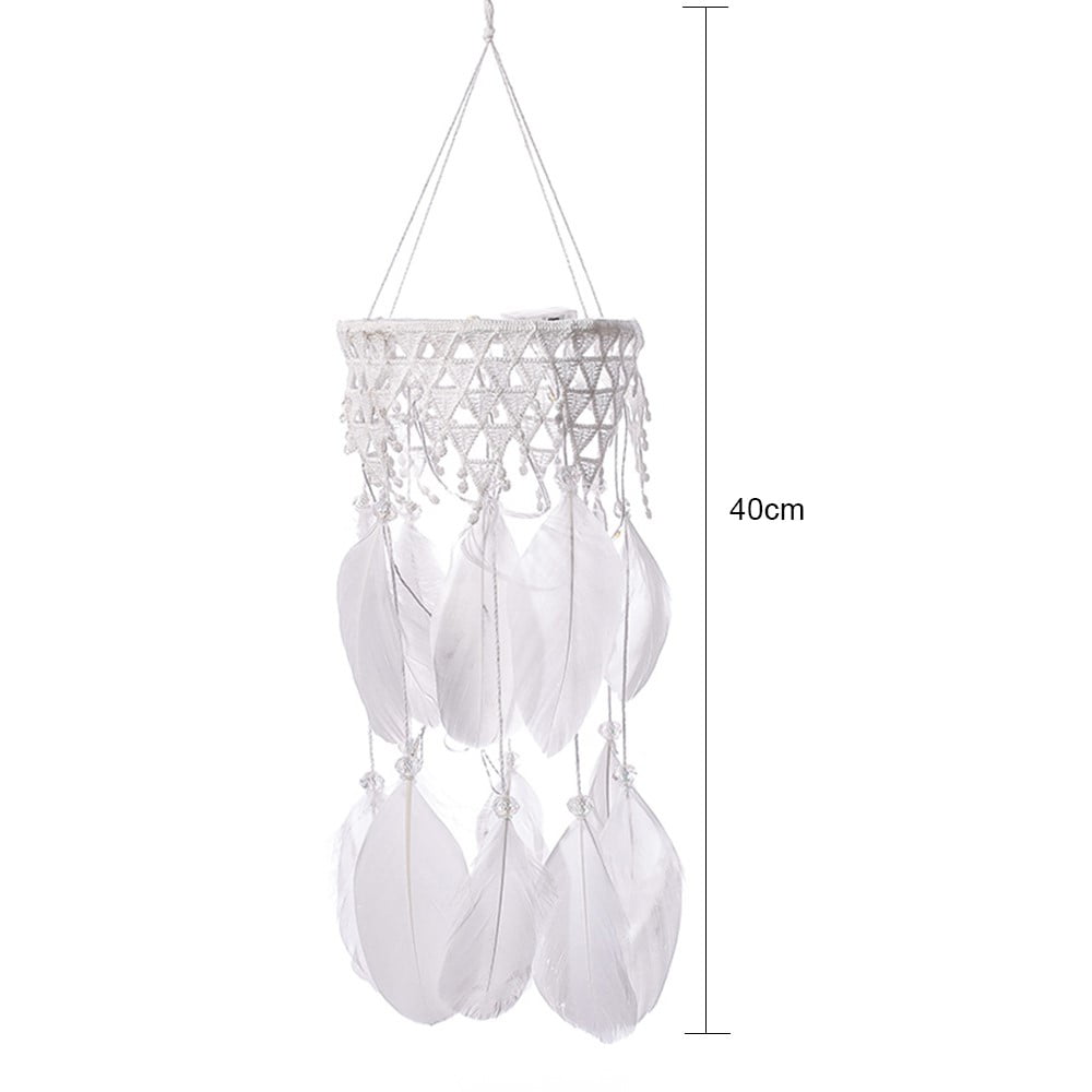 LED Wind Chime Dream Catcher Feather Tassel Wind Bell Home Wall Hanging Decor 
